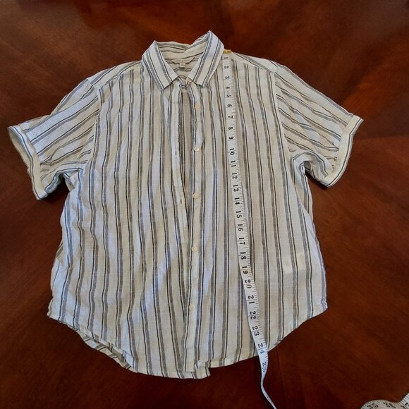 Lucky Brand Women's Relaxed Printed Workwear Striped Cotton Shirt - Picture 9 of 11